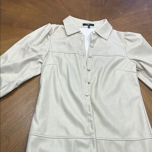 7 For All Mankind Off-White Faux Leather Shirt